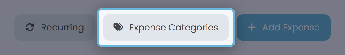 The Expense Categories button on the Expenses list page toolbar (top-right), with a tag icon.
